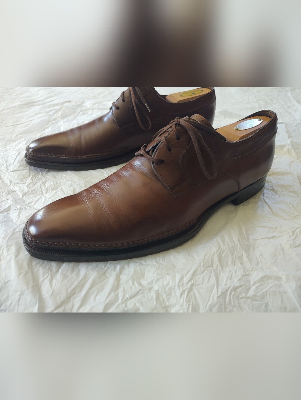Magnanni Brown Leather Lace-Up Oxfords 9.5 Men